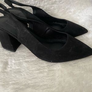 ASOS Black Slingback Block Heel Shoes